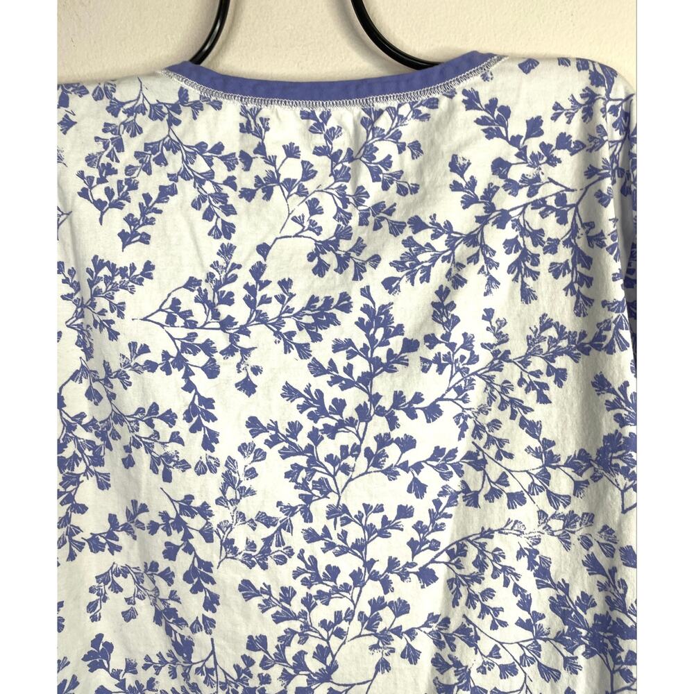 Garnet Hill Asian Wrap Organic Cotton Floral Pajama Pajamas Set Lilac Womens M - Picture 8 of 11